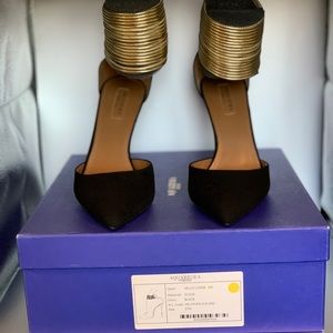 New Aquazurra Black Suede Hello Lover Pump 105mm, Size 37.5